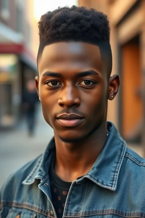 Flat Top with Fringe Detail Haircut for Men