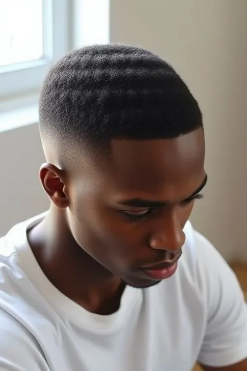 Flat Top with Waves on Top Haircut for Men