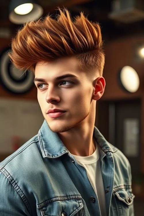 High-Volume Burst Fade Mullet for Men