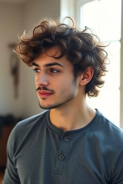 Layered Curly Top with Low Fade Frame