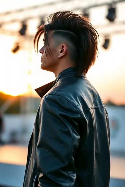 Long Burst Fade Mullet for Men