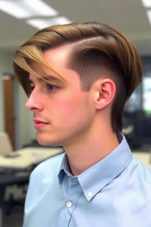 Long Comb Over with Subtle Taper for Straight Hair