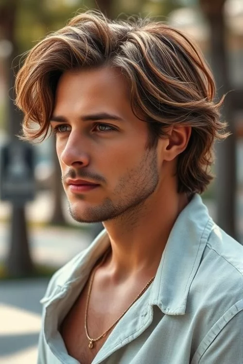 Loose Waves and Low Burst Fade for Men