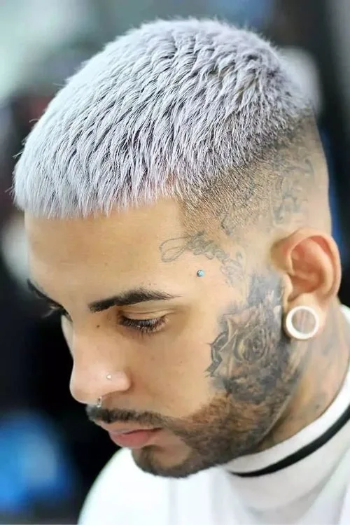 Low Fade Caesar with Side Art