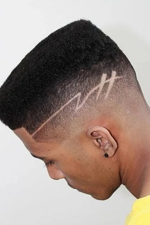 Low Flat Top with Razor Design Haircut for Men