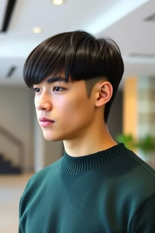 Medium-Length Top with Sharp Taper for Straight Hair