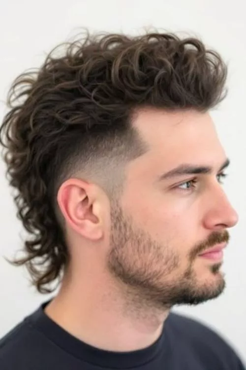 Messy Burst Fade Mullet for Men