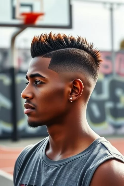 Mini Mohawk with Low Burst Fade for Men