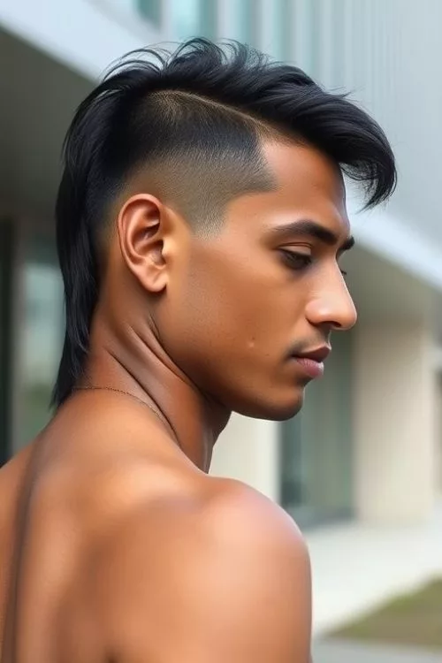 Minimalist Burst Fade Mullet for Men