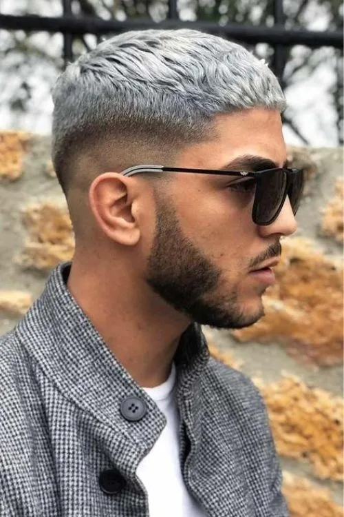 Platinum Caesar Cut for Bold Looks