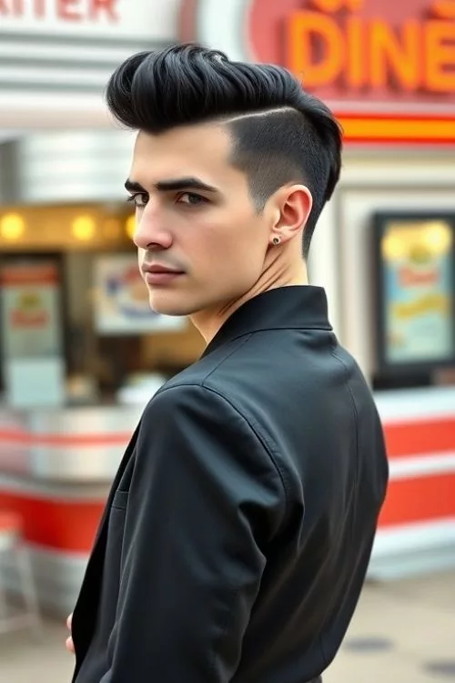 Rockabilly Burst Fade Mullet for Men