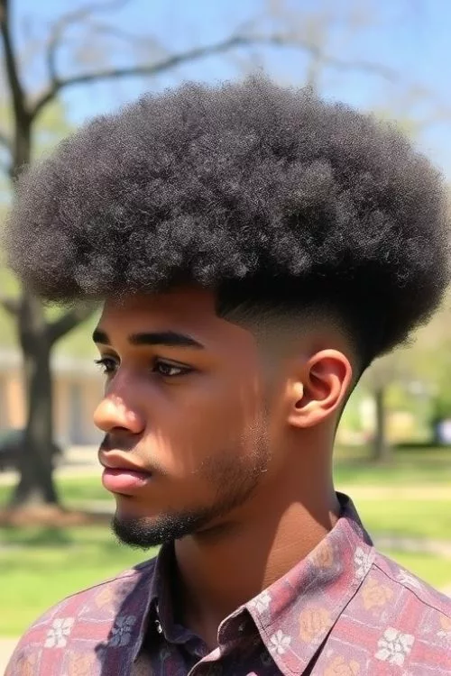 Round Fluffy Afro Tapered Around Ears