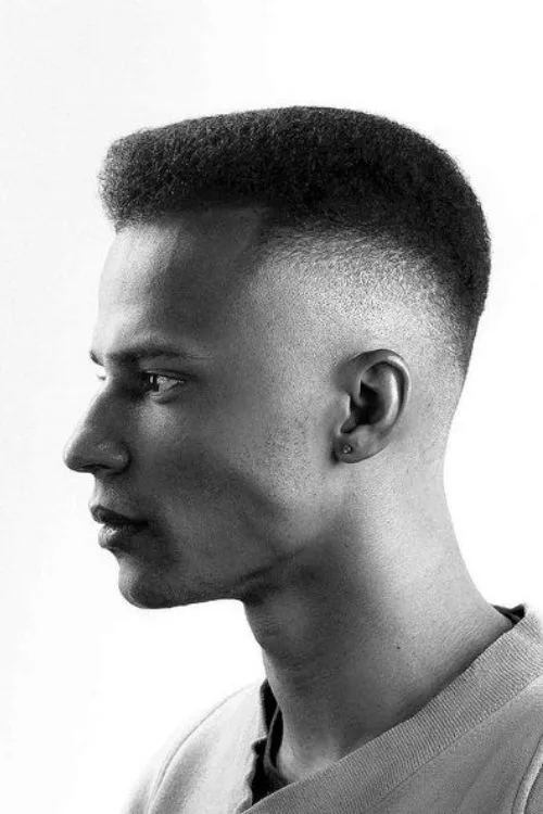 Shadow Fade Flat Top with Angled Corners Haircut for Men