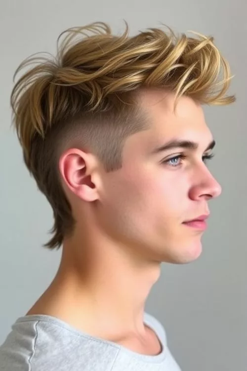 Shaggy Burst Fade Mullet for Men