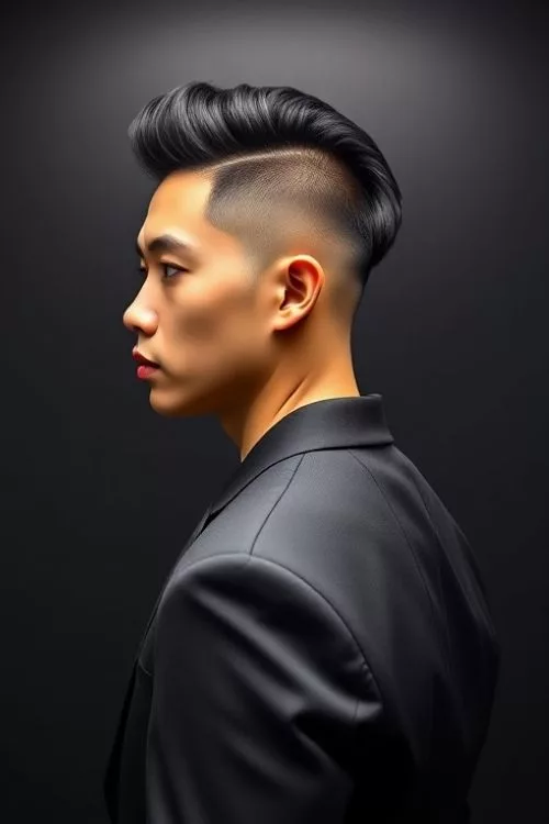 Sharp Edge Burst Fade Mullet for Men