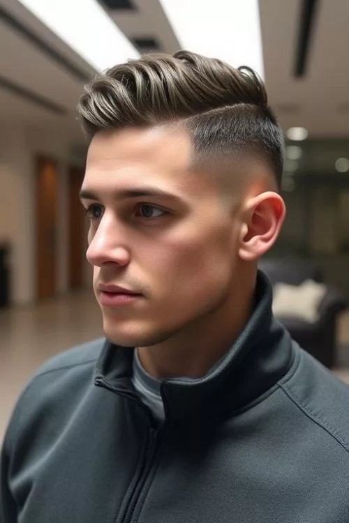 Short Curls with Sharp Line-up and Fade