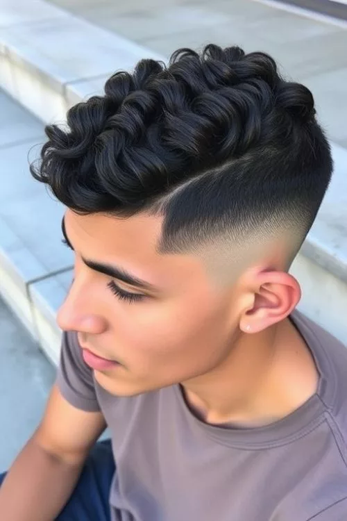 Short Curly Caesar Cut with Taper