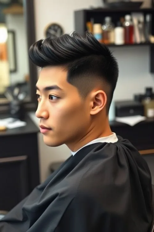 Short Pompadour with Low Fade