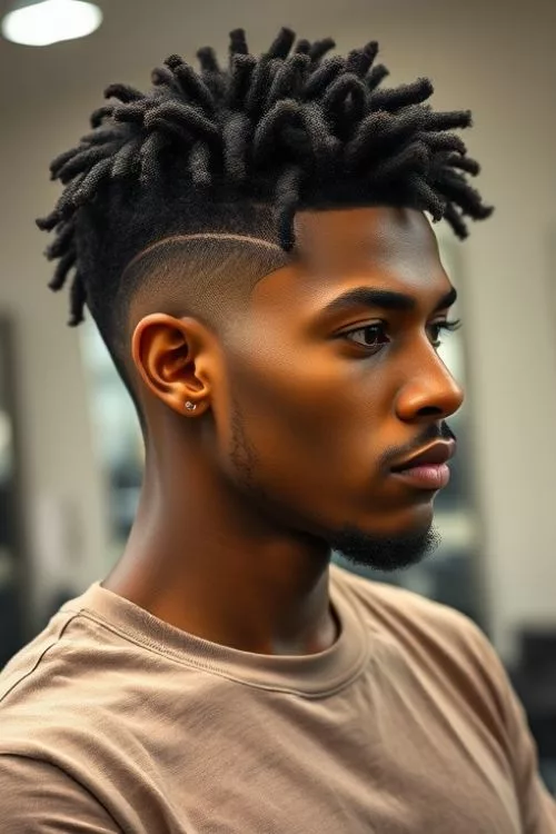 Skin Burst Fade with Defined Ringlets for Men