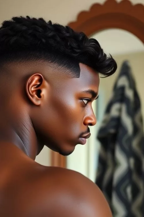 Skin Burst Fade with Short Waves for Men