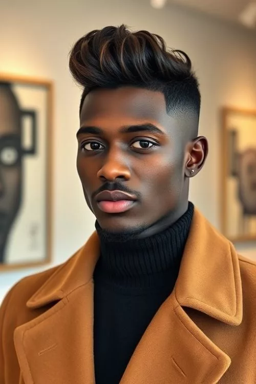 Soft Quiff with Temple Fade for Men