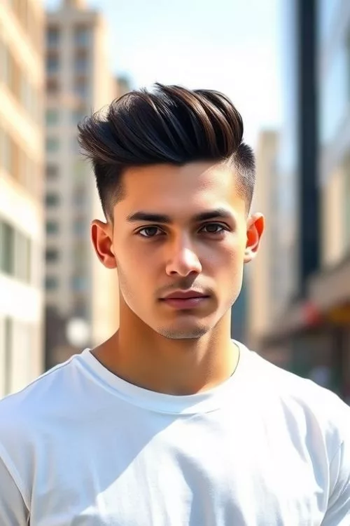 Straight Brush Up + Low Taper for Straight Hair