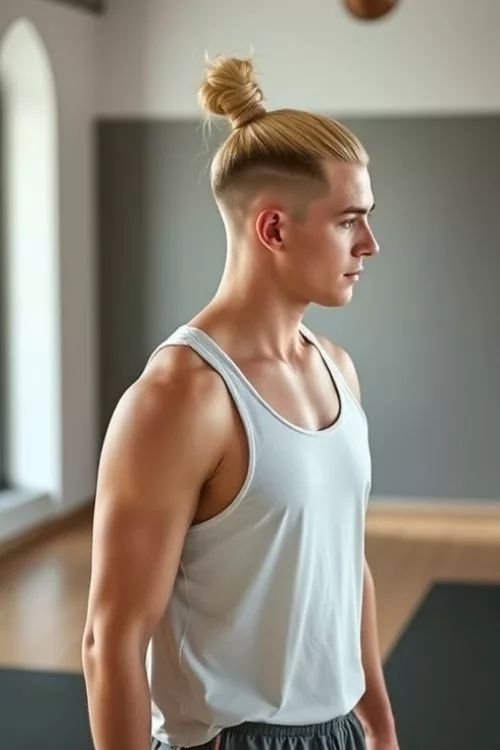 Tied Top with Burst Fade Sides for Men