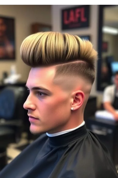 Voluminous Pompadour with Tapered Neckline