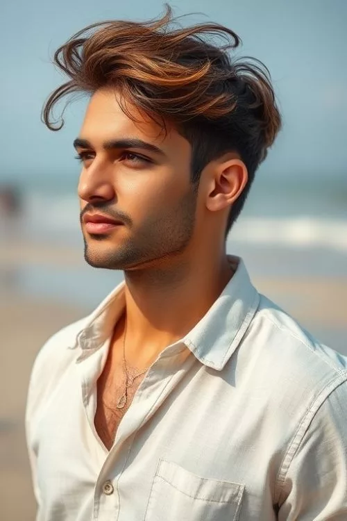 Wavy Taper with Burst Fade for Men