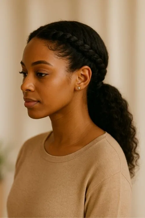 Braided Halo with Low Pony
