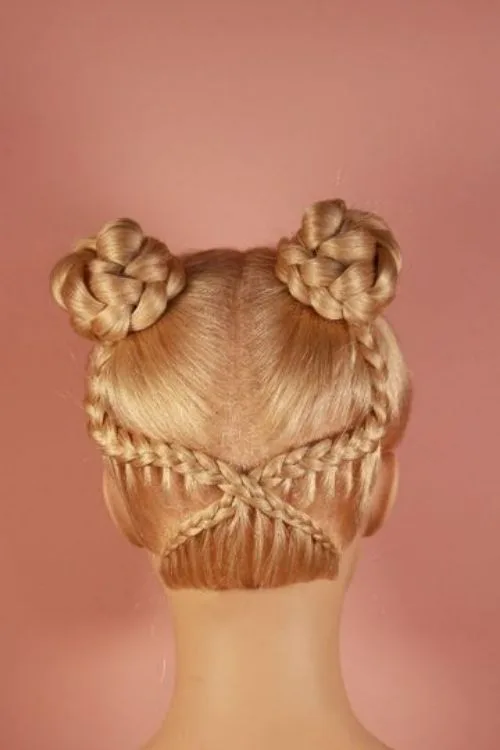 Braided Space Buns
