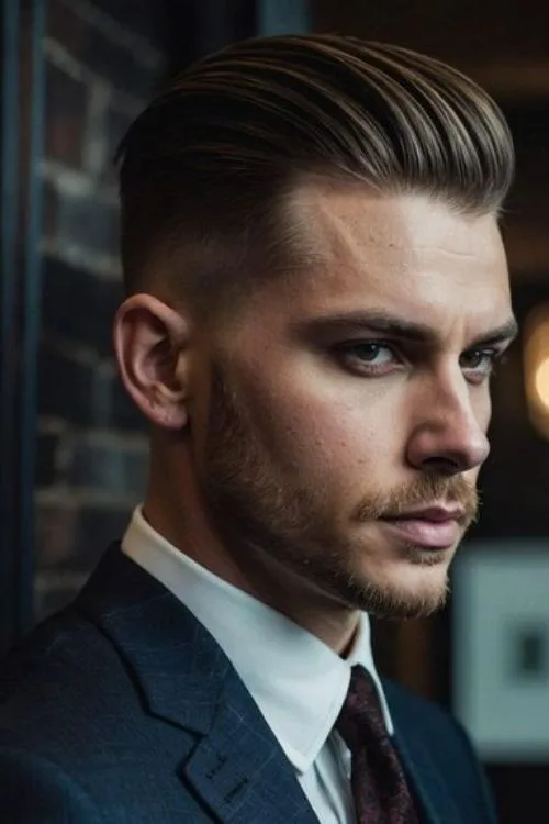 Comb Over Undercut with Low Fade
