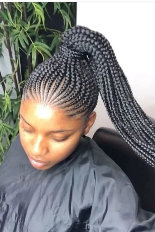 Cornrow-to-Ponytail Hybrid