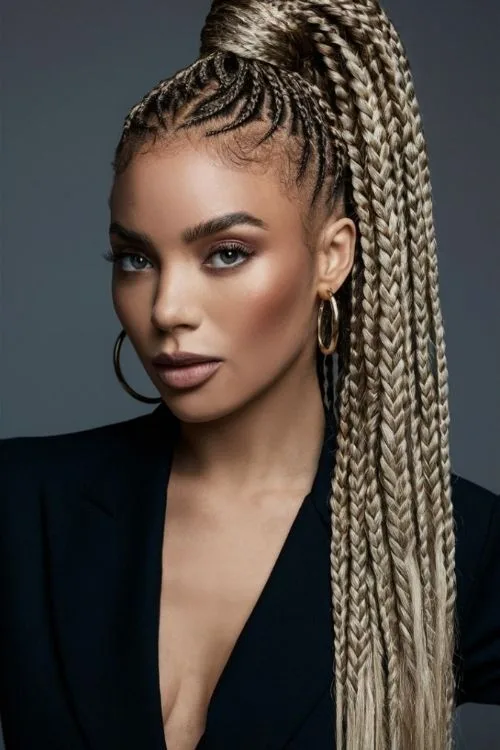 High Braided Crown Ponytail
