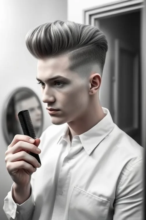 Pompadour Undercut with Low Fade
