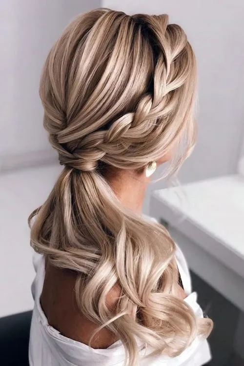 Side-Swept Braided Low Pony
