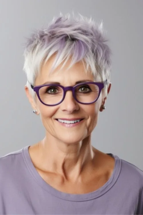 Lavender-Gray Spiky Haircut