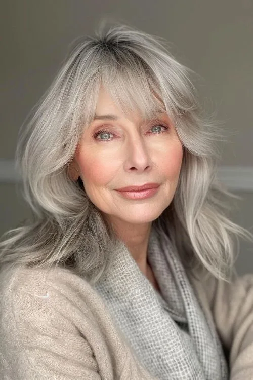 Long Layers with Curtain Bangs
