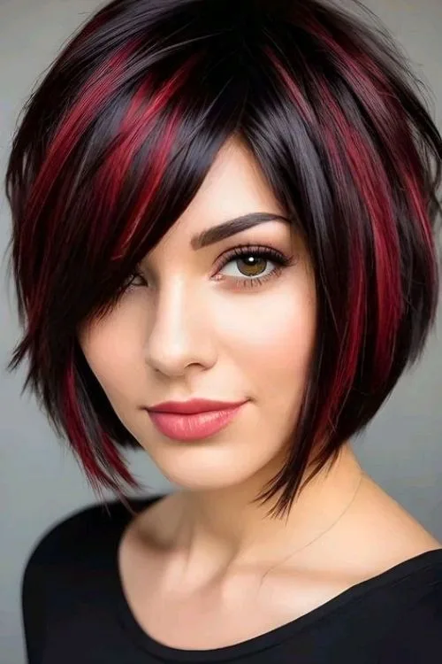 A-Line Bob Haircut with Full Highlights