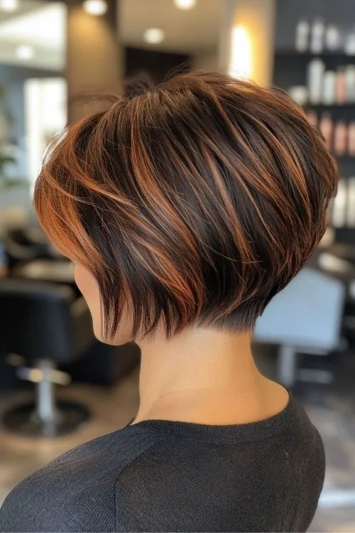 Angled Stacked Inverted Bob with Voluminous Back