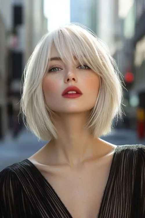 Asymmetrical Bob with Side-Swept Bangs