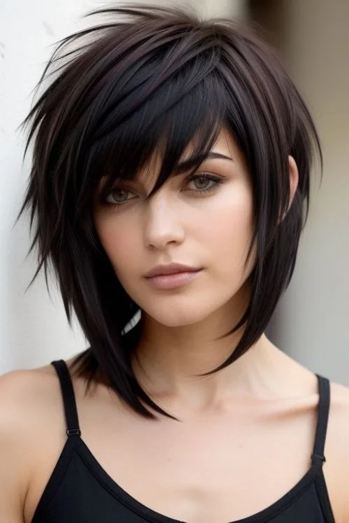 Asymmetrical Inverted Bob with Long Bangs