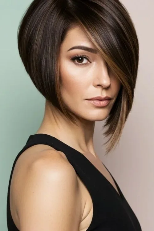 Asymmetrical Inverted Bob with Side Sweep