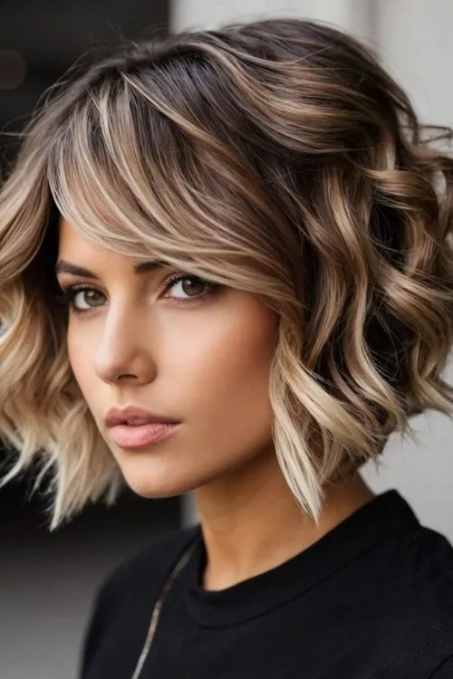 Bouncy A-Line Bob with Voluminous Curls