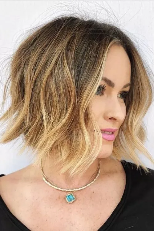 Choppy Stacked Bob with Long Sides