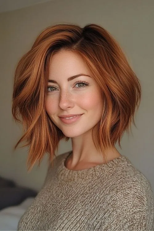 Copper A-Line Bob with Dimensional Color
