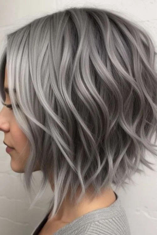 Curled Asymmetrical Bob with Volume