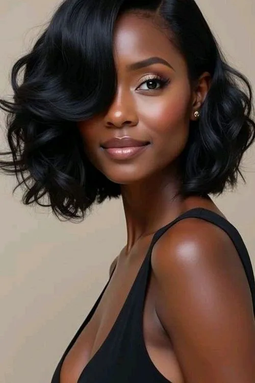 Curly Asymmetrical Bob with Layers