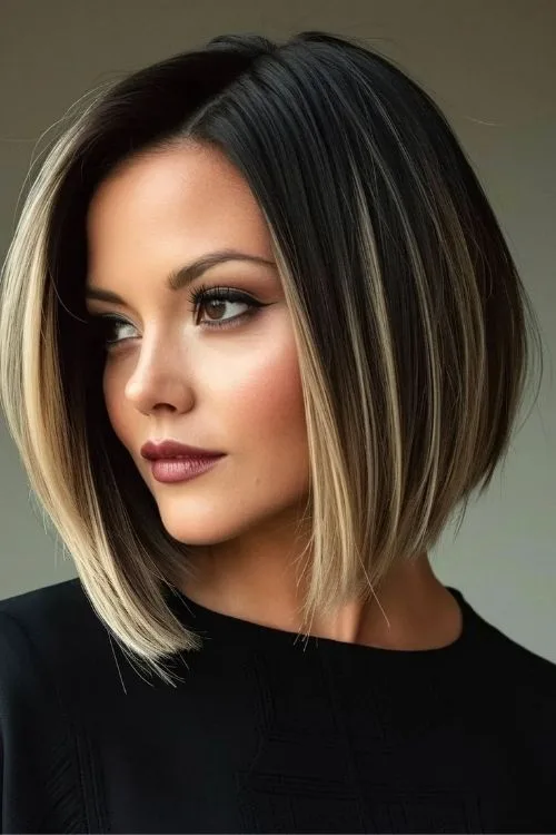 Deep Side Part A-Line with Balayage