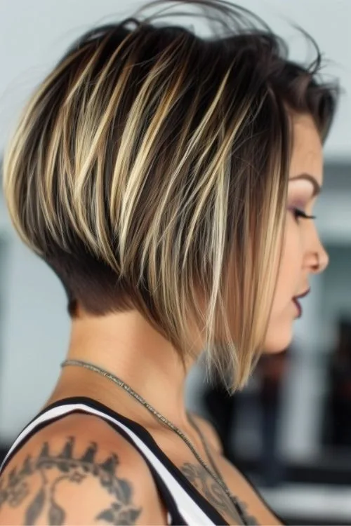 Edgy Textured Stacked Bob with Undercut
